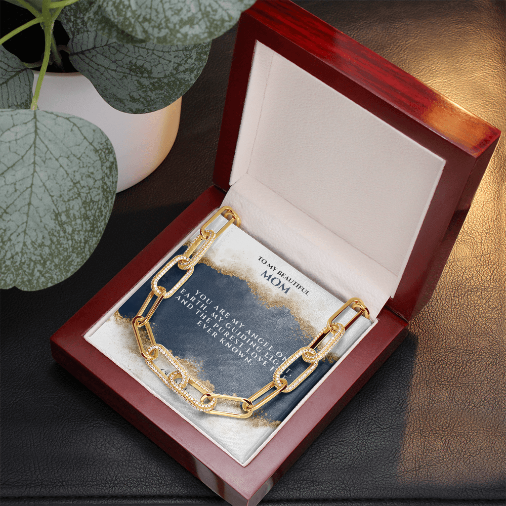 Elegant Paperclip Chain Necklace for Mom– Heartfelt Message Card & Luxury LED Gift Box