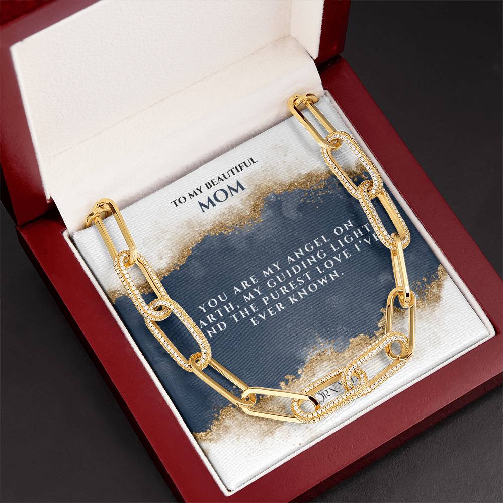 Elegant Paperclip Chain Necklace for Mom– Heartfelt Message Card & Luxury LED Gift Box