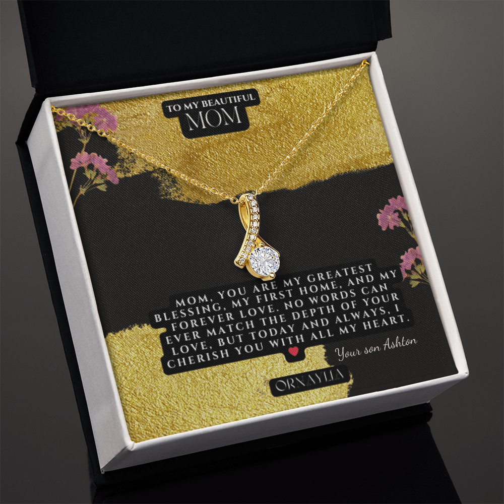 Beautiful Necklace fo Mom  with a heartfelt message card