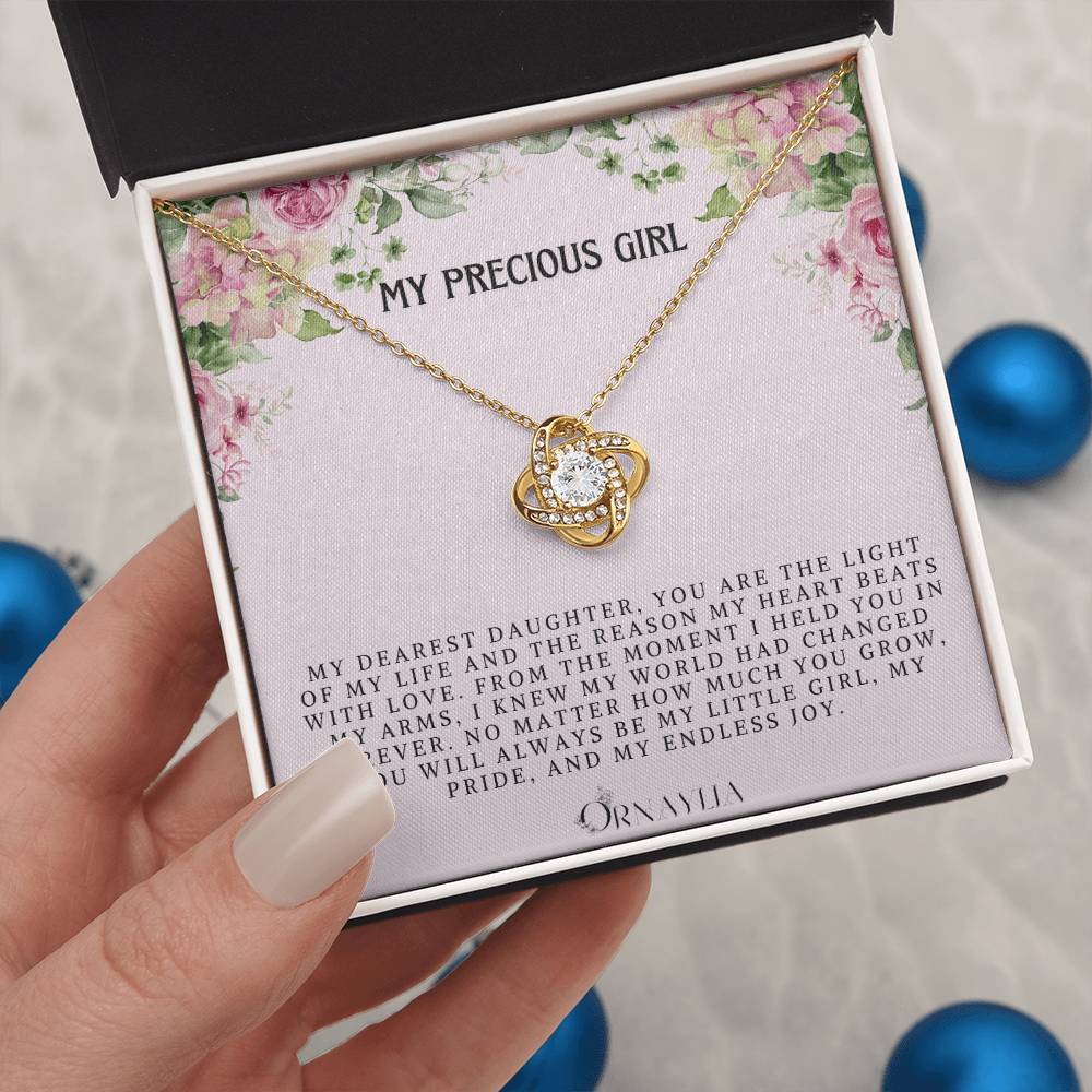 To my Daughter - Love knot necklace with a beautiful message