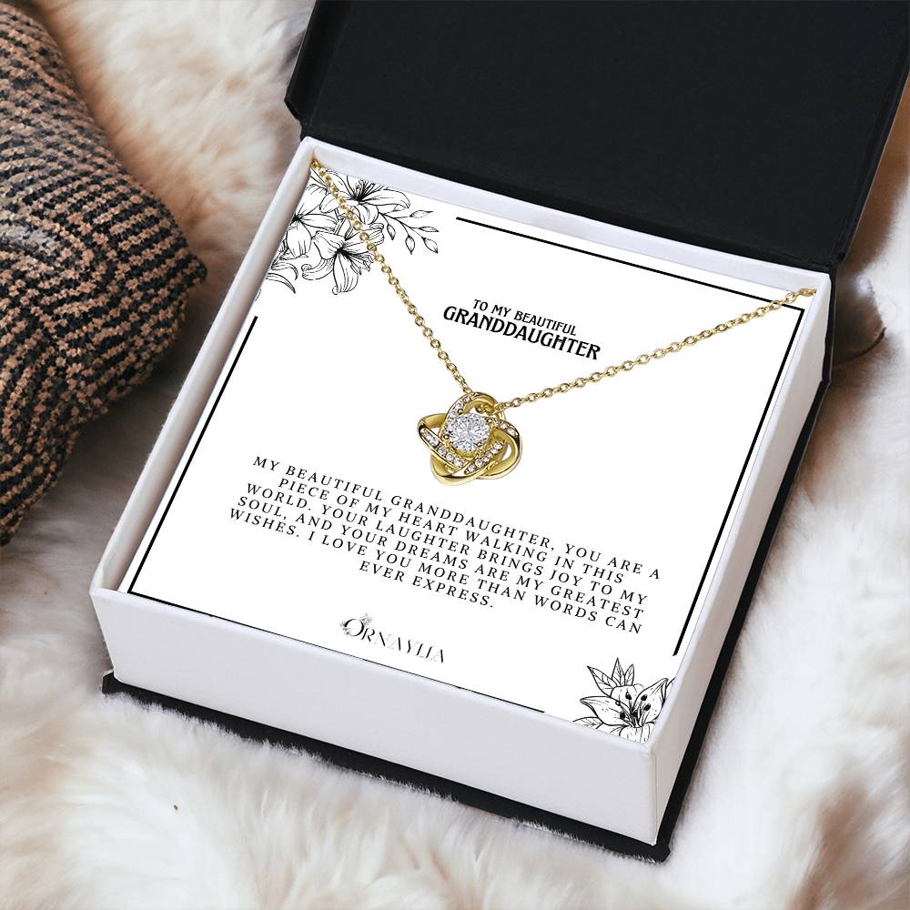 To my Grand Daughter- Love knot necklace with a beautiful message