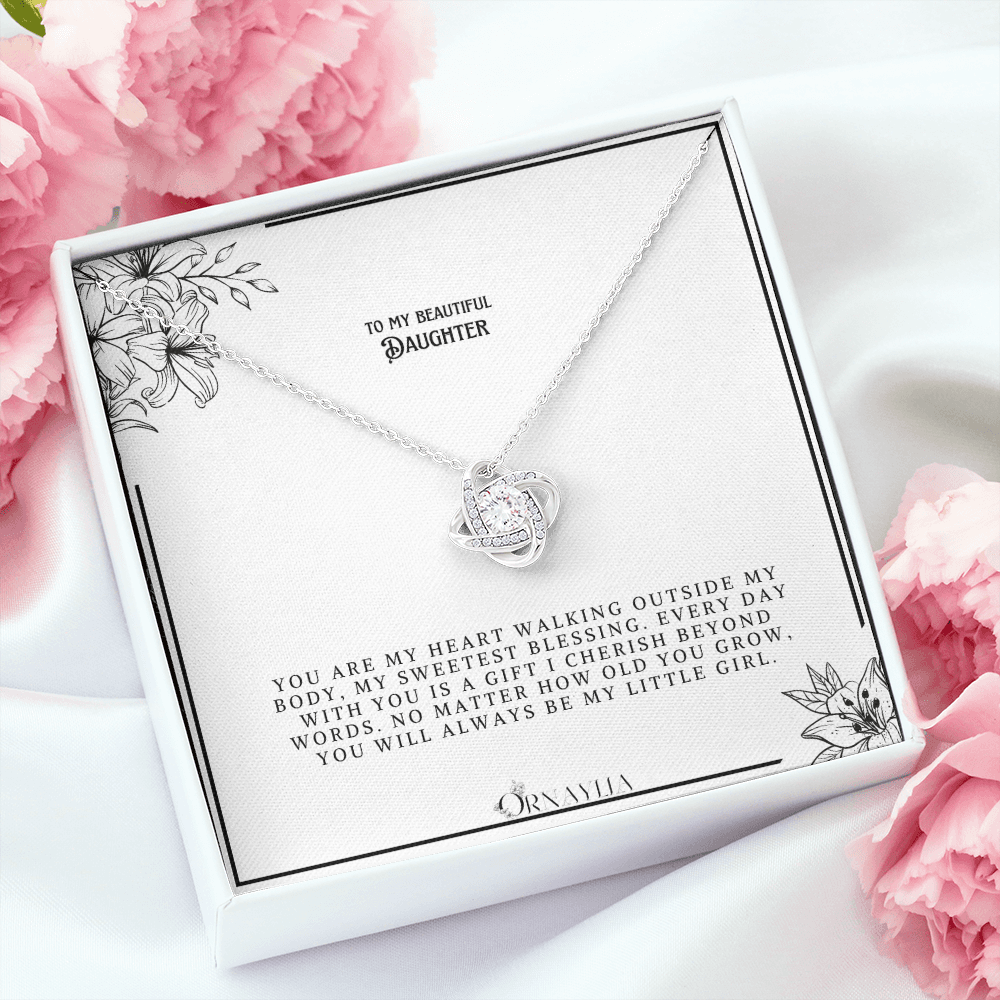 To my Daughter - Love knot necklace with a beautiful message