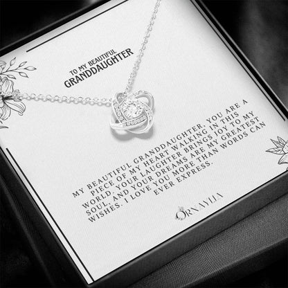 To my Grand Daughter- Love knot necklace with a beautiful message