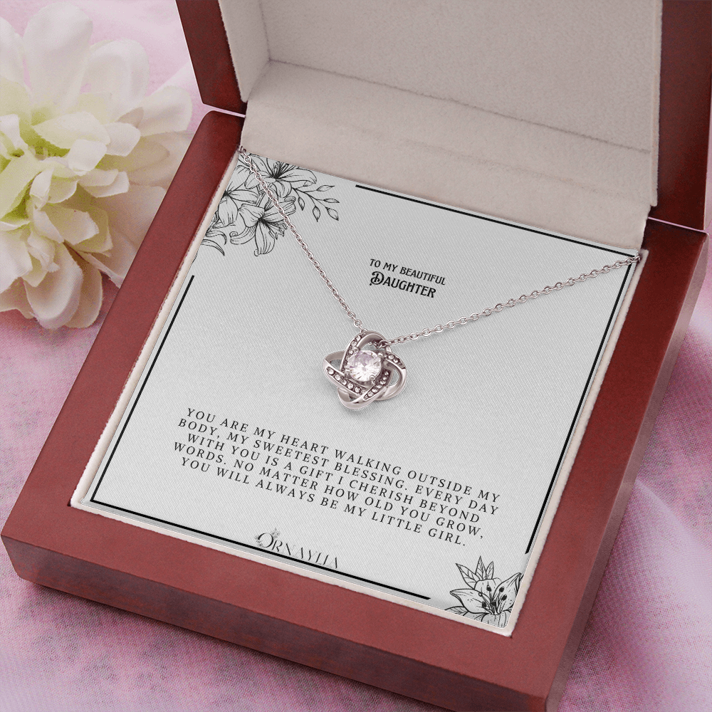 To my Daughter - Love knot necklace with a beautiful message