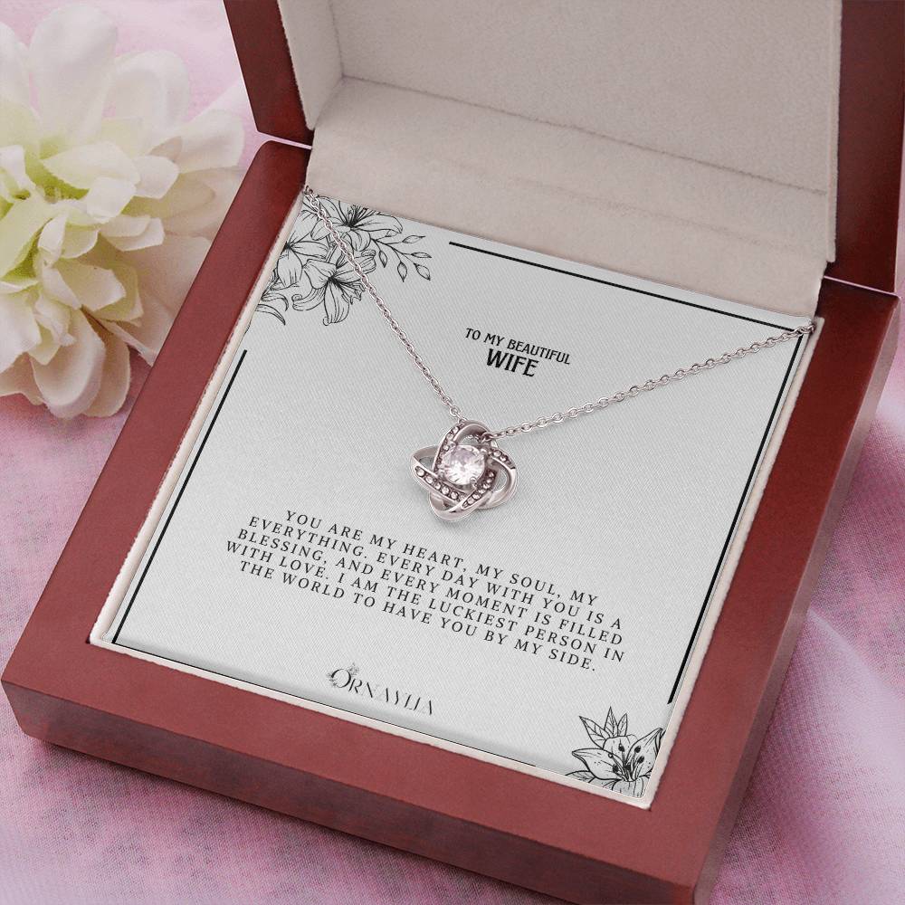 To my Wife- Love knot necklace with a beautiful message