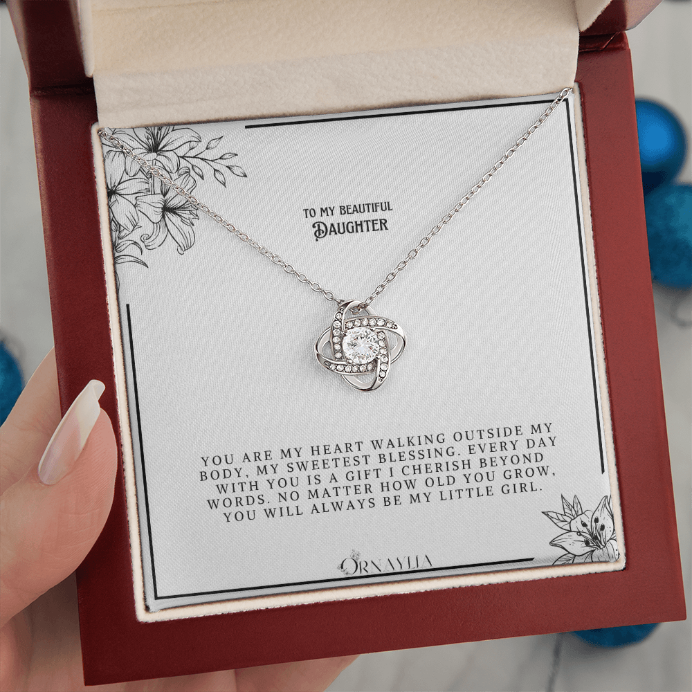 To my Daughter - Love knot necklace with a beautiful message