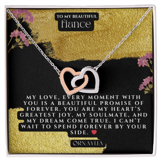 Beautiful Necklace for Fiance with a heartfelt message and LED lit luxury box