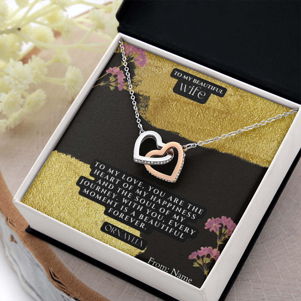 Beautiful Interlocking hearts necklace for Wife with a beautiful message card