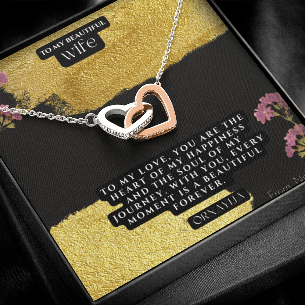 Beautiful Interlocking hearts necklace for Wife with a beautiful message card