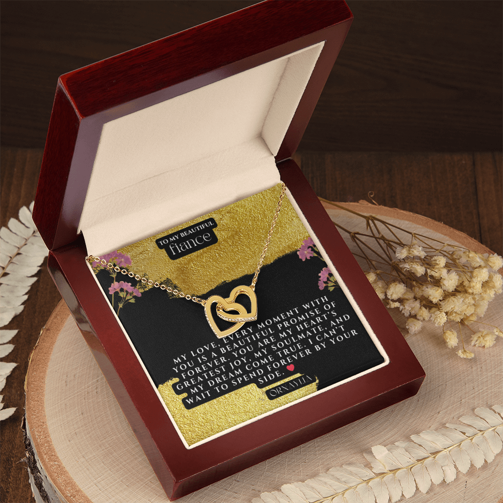 Beautiful Necklace for Fiance with a heartfelt message and LED lit luxury box