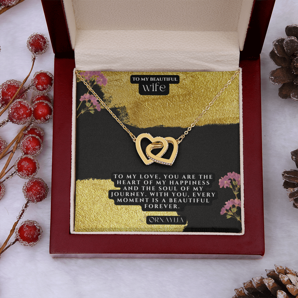 Beautiful Interlocking hearts necklace for Wife with a beautiful message card