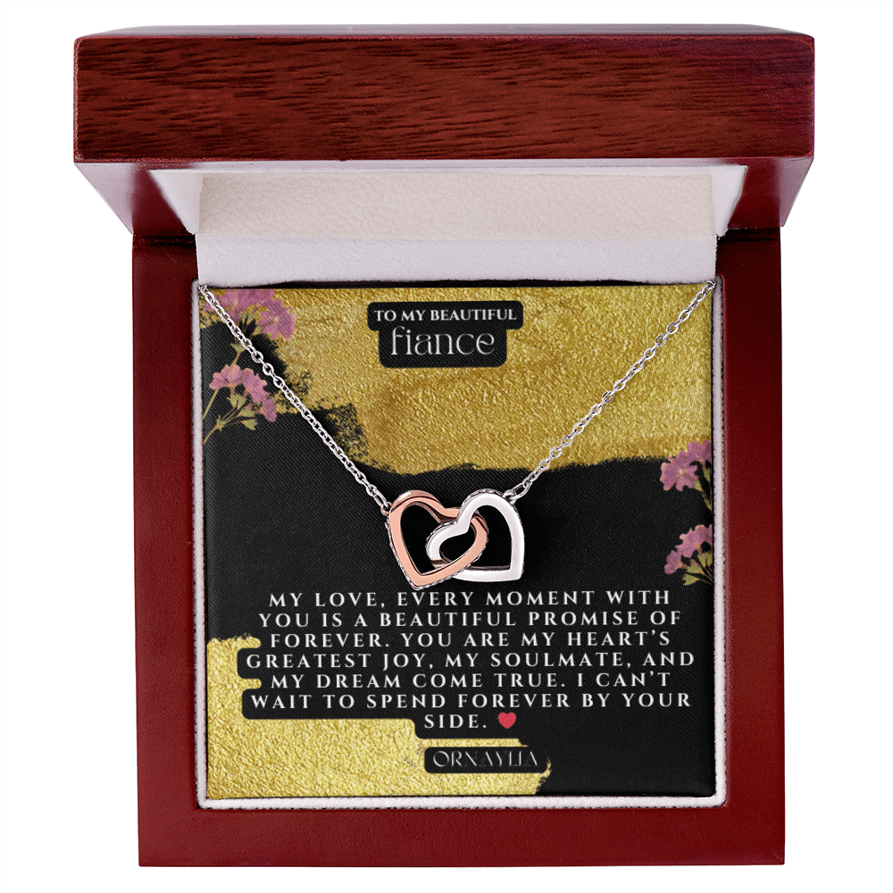 Beautiful Necklace for Fiance with a heartfelt message and LED lit luxury box