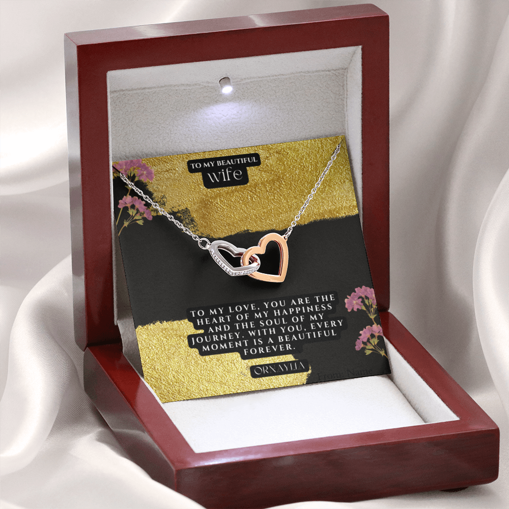 Beautiful Interlocking hearts necklace for Wife with a beautiful message card