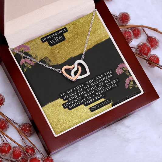 Beautiful Interlocking hearts necklace for Wife with a beautiful message card