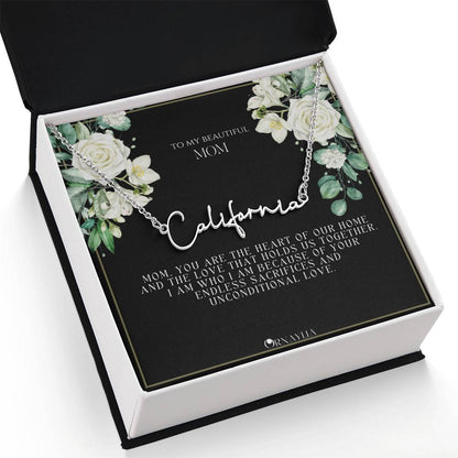 Signature Name Necklace with a beautiful message card for Mom