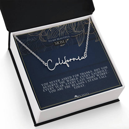 Signature Name Necklace with a beautiful message card for Mom