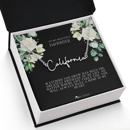 Signature Name Necklace with a beautiful message card for Daughter