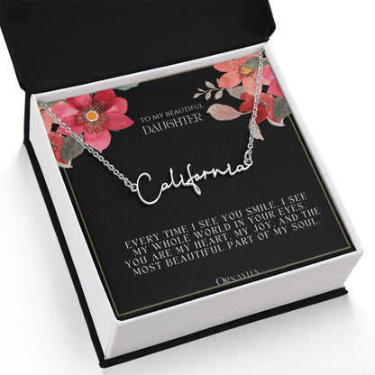 Signature Name Necklace with a beautiful message card for Daughter