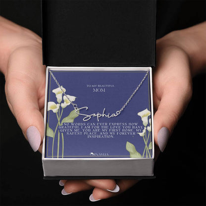 Signature Name Necklace with a beautiful message card for Mom