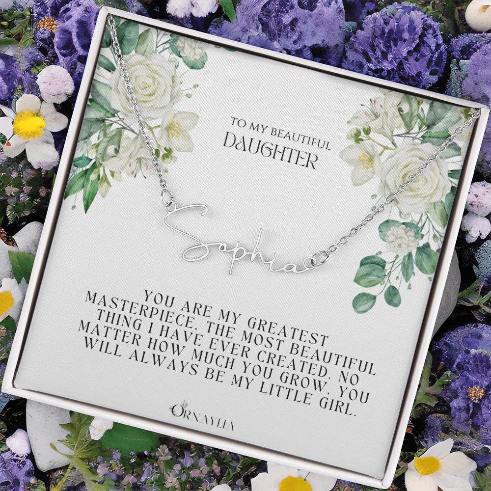 Signature Name Necklace with a beautiful message card for Daughter