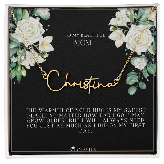 Signature Name Necklace with a beautiful message card for Mom