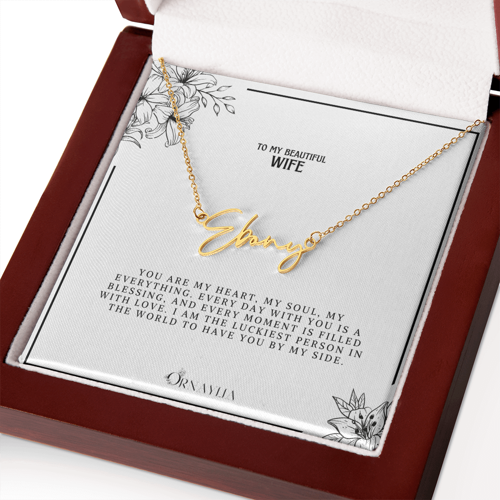 Personalized Name Necklace with a beautiful message card for Wife