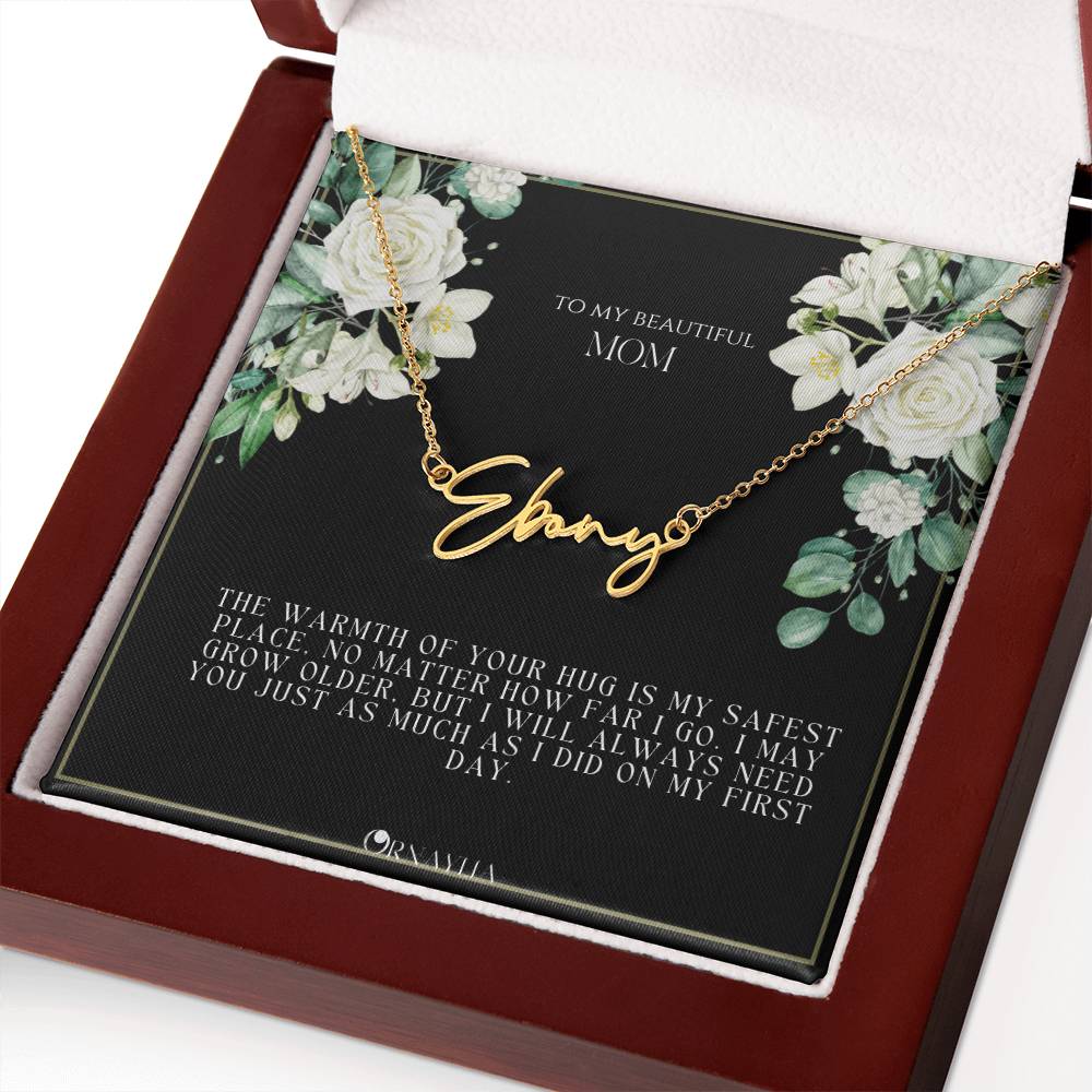 Signature Name Necklace with a beautiful message card for Mom